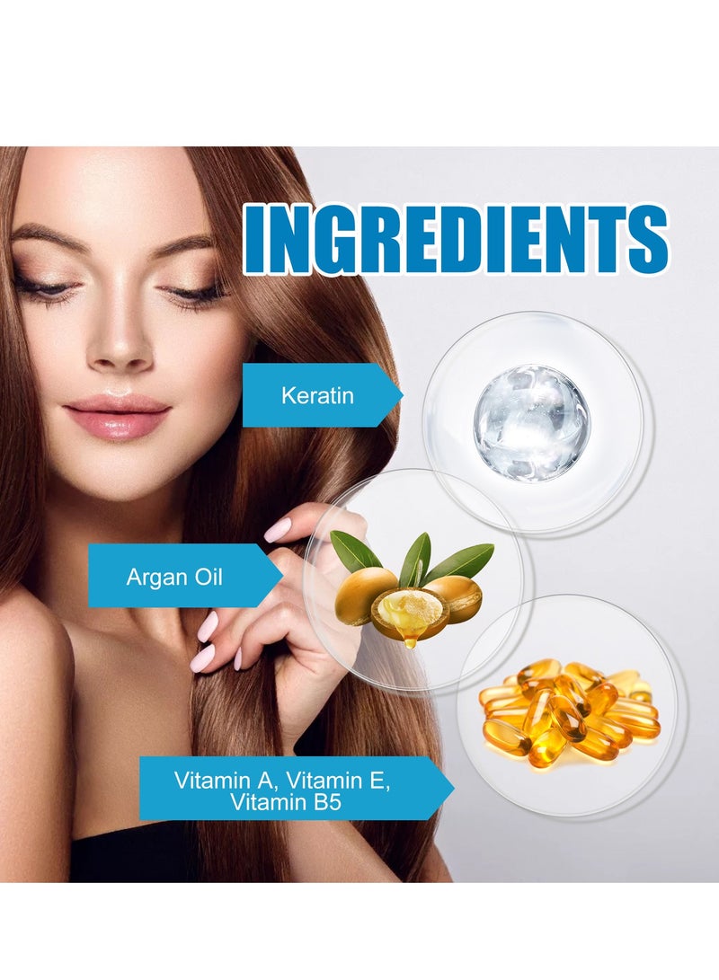 EELHOE Hair Styling Serum for Frizzy u0026 Dry Hair - Keratin Styling u0026 Moisturizing Oil Capsules with Avocado, Jojoba u0026 Argan Oil - Leave-in Anti Frizz Conditioner with Vitamins A,  E u0026 B5-30 Capsules - Image 3