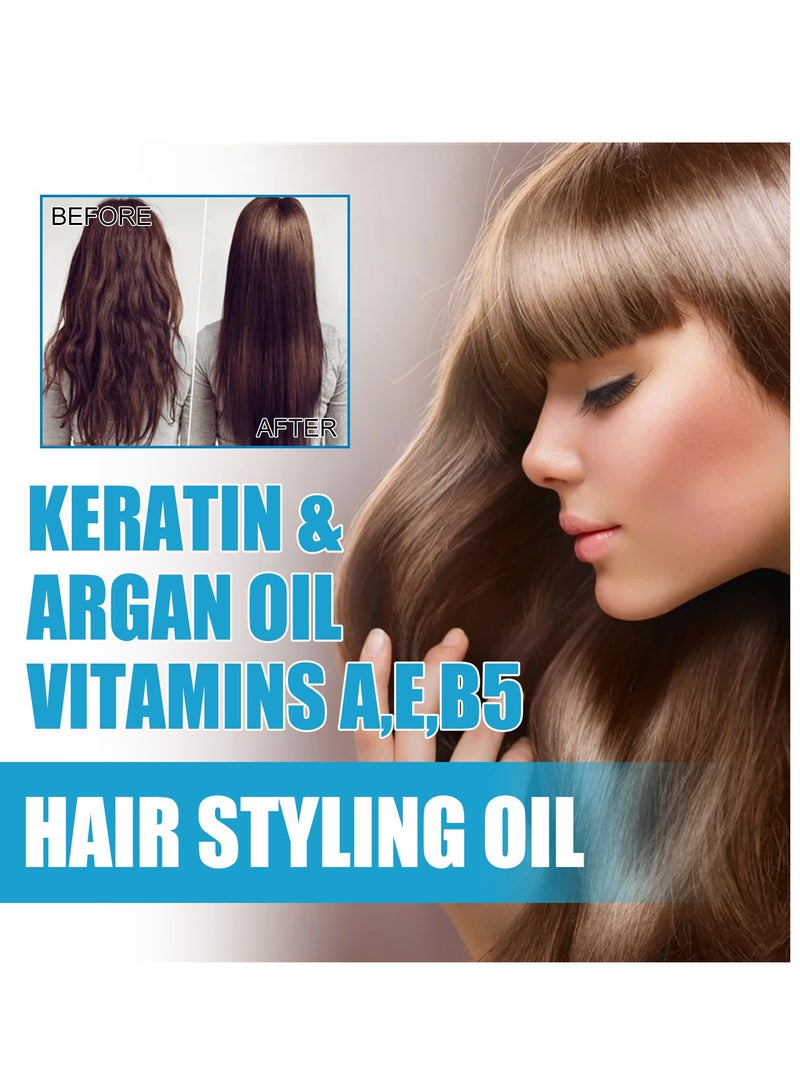 EELHOE Hair Styling Serum for Frizzy u0026 Dry Hair - Keratin Styling u0026 Moisturizing Oil Capsules with Avocado, Jojoba u0026 Argan Oil - Leave-in Anti Frizz Conditioner with Vitamins A,  E u0026 B5-30 Capsules - Image 5