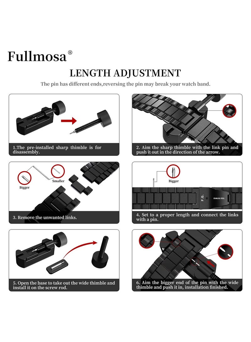 Fullmosa Stainless Steel iWatch Band for Apple Watch Series 7/6/5/4/3/2/1/SE, 42mm 44mm 45mm Black - Image 4