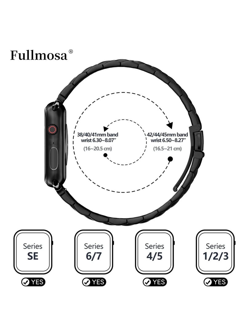 Fullmosa Stainless Steel iWatch Band for Apple Watch Series 7/6/5/4/3/2/1/SE, 42mm 44mm 45mm Black - Image 3