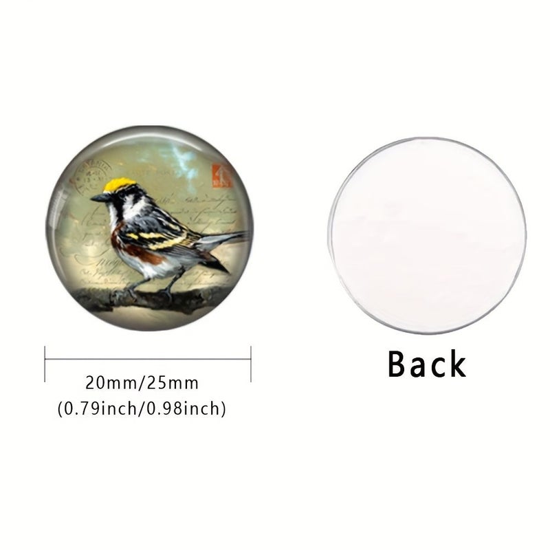2D Flat Vintage Lovely Birds Art Patterns 25mm Round Photo Glass Cabochon Demo Flat Back Making Findings - Image 4
