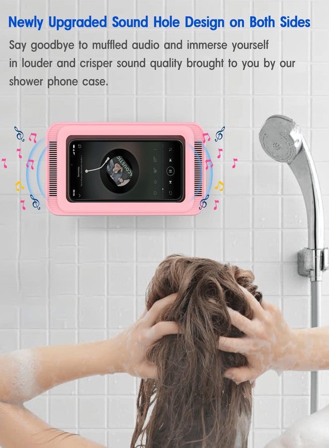 Mistriddle Waterproof Shower Phone Holder with 360° Rotation, Angle Adjustable (Pink, Up to 7 Inch) - Image 2