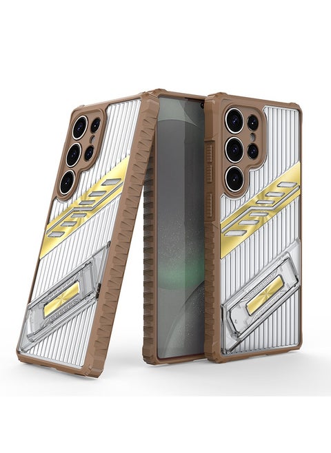 Premium Transparent Anti-Fall Armor Case with 5G Folding Bracket for Galaxy S25 Ultra