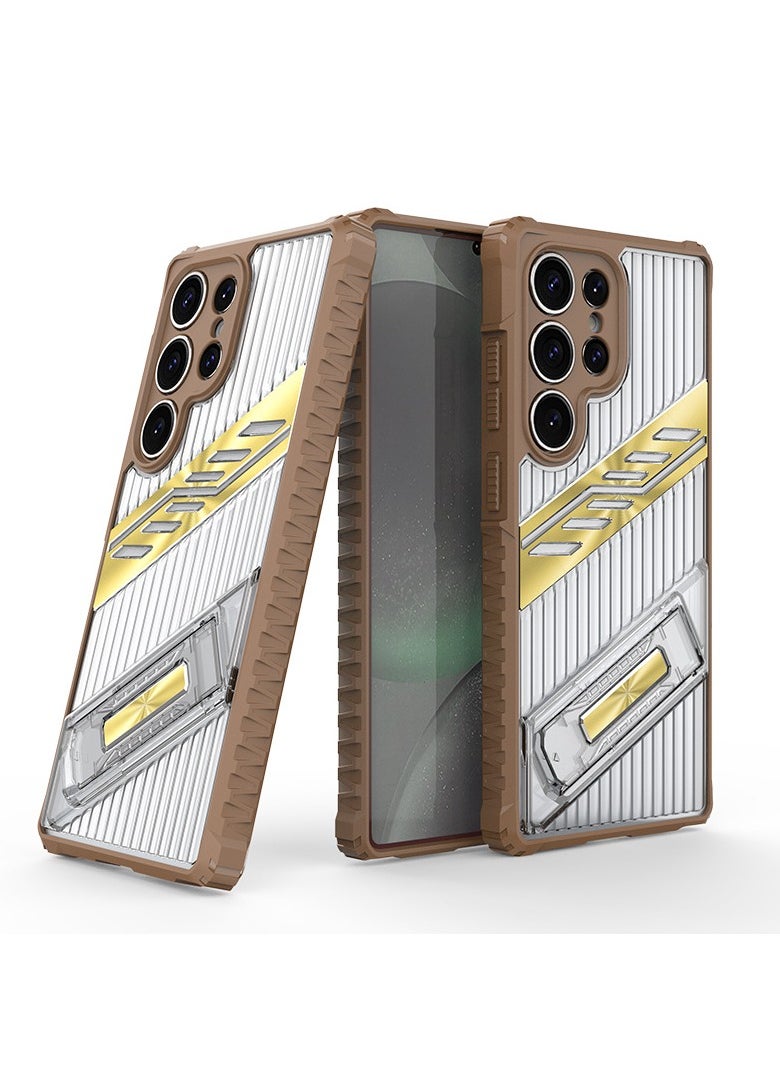 cas:pace - Premium Transparent Anti-Fall Armor Case with 5G Folding Bracket for Galaxy S25 Ultra - Image 1