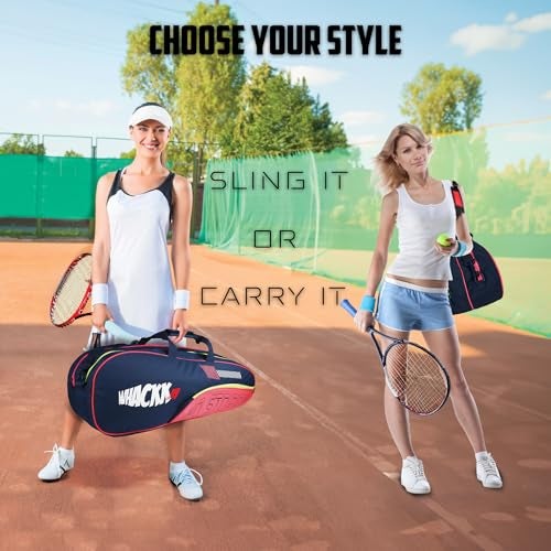 WHACKK Rally Pink Navy |Unisex Lightwieght Stylish Tennis Badminton Squash Shuttle Equipment Kit Cover Bag |2 Spacious Compartments|Backpack & Duffel |Easy Access Pocket |Racket Tennis-4 Badminton-6 - Image 2