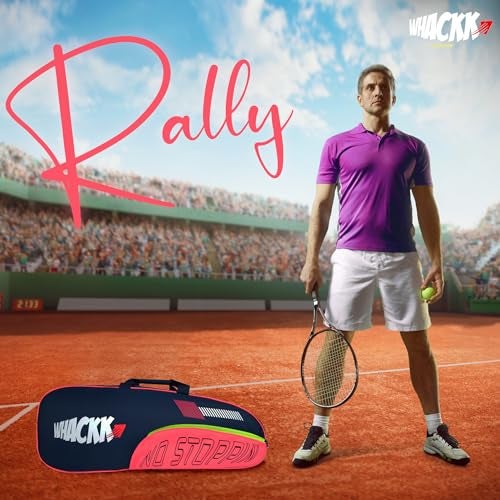 WHACKK Rally Pink Navy |Unisex Lightwieght Stylish Tennis Badminton Squash Shuttle Equipment Kit Cover Bag |2 Spacious Compartments|Backpack & Duffel |Easy Access Pocket |Racket Tennis-4 Badminton-6 - Image 3