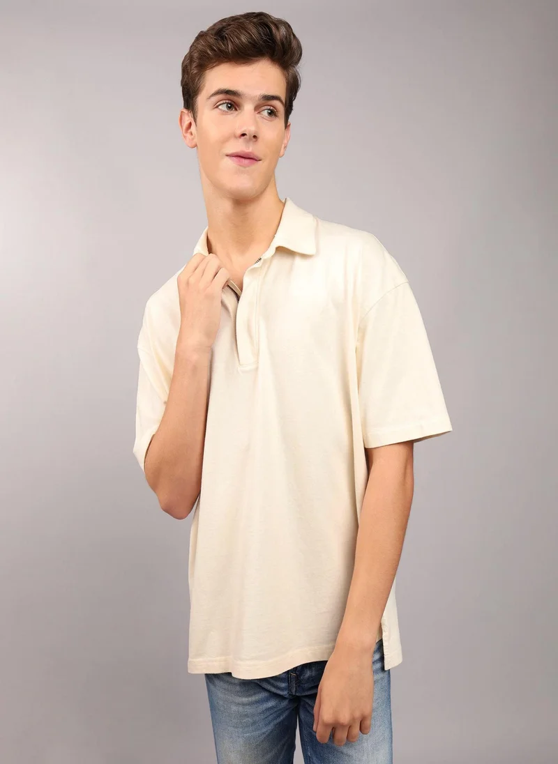امريكان ايجل AE Oversized Zip-Up Polo Shirt