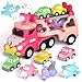 newcrave Truck Toys for 1 2 3 Year Old Girl 7in1 Carrier Cars Toys for Toddler Girls Age 12 23 Princess Toy with Light  Sound Easter Christmas Birthday Gifts for 1 2 3 Year Old Girls - Image 4