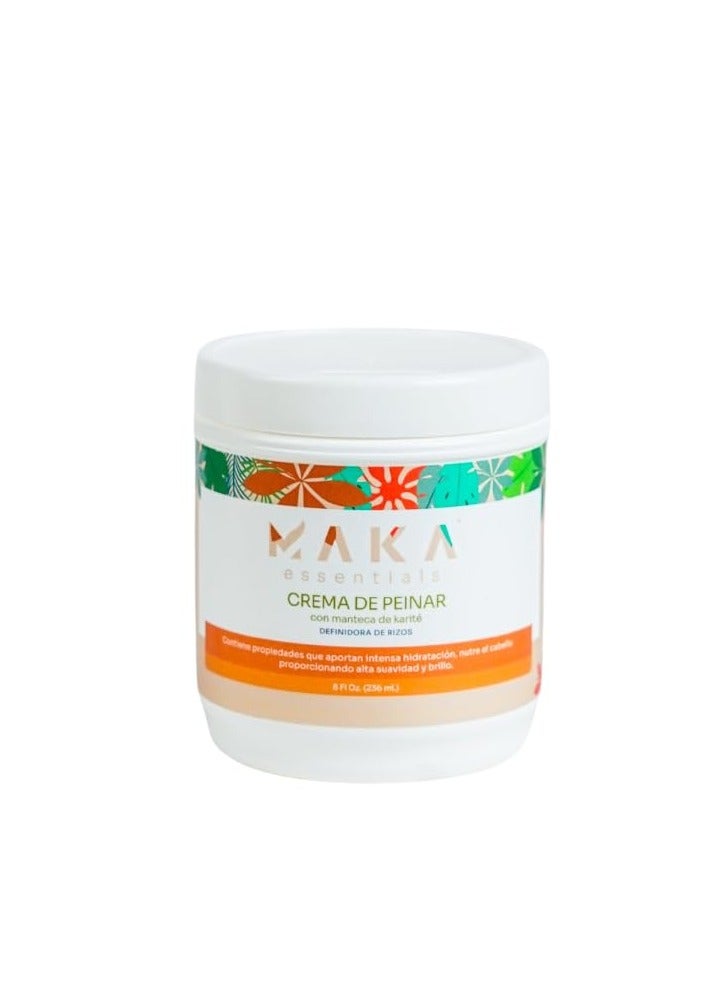 MAKA Styling Cream with Shea Butter - softens - shines - nourishes - hydrates - curls - controls frizz - protects - 8 Fl Oz, natural - Image 1