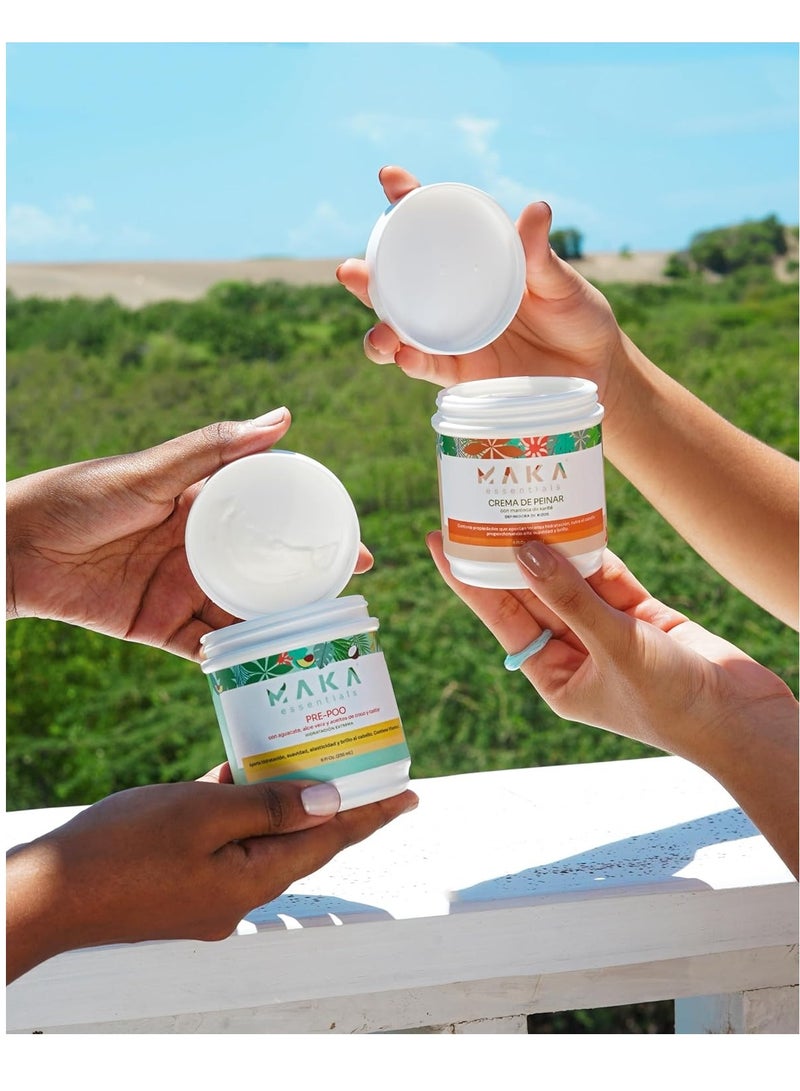 MAKA Styling Cream with Shea Butter - softens - shines - nourishes - hydrates - curls - controls frizz - protects - 8 Fl Oz, natural - Image 3