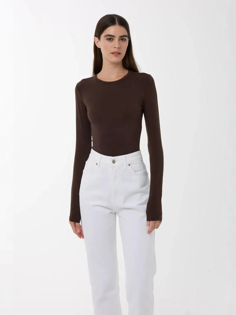 هيكاب Slim Fit Crew Neck Long Sleeve Top