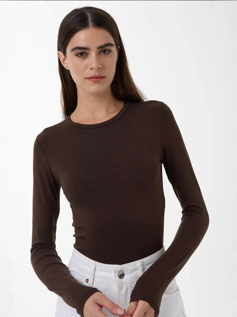 هيكاب Slim Fit Crew Neck Long Sleeve Top