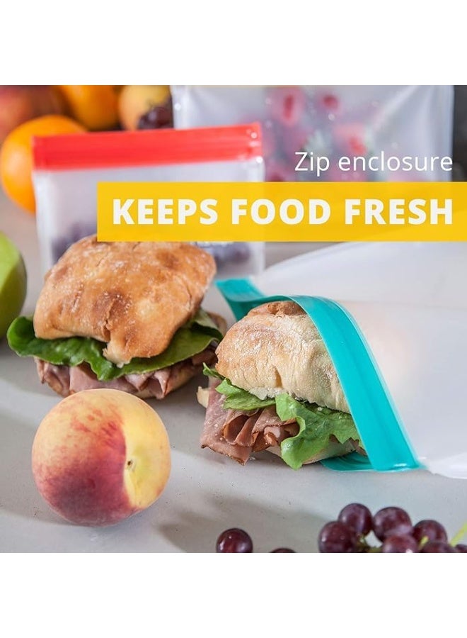 بيرام أكياس تخزين BERAM القابلة لإعادة الاستخدام – مجموعة 3 قطع حجم صغير، أكياس قائمة بإغلاق محكم (زيبلوك)، آمنة لغسالة الصحون، مانعة للتسرب، خالية من BPA، مصنوعة من مادة PEVA، مناسبة للفريزر، أكياس للغداء والسندويشات، آمنة للطعام، مثالية للنزهات والسفر - Image 3