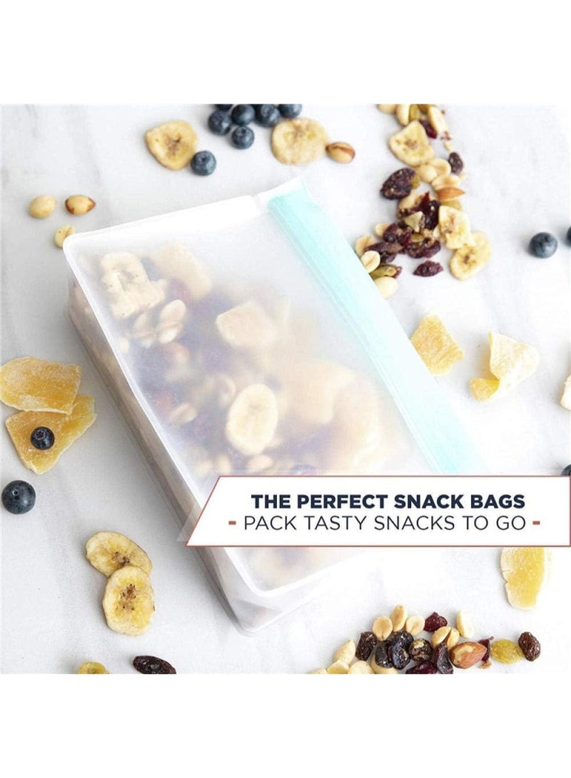 بيرام أكياس تخزين BERAM القابلة لإعادة الاستخدام – مجموعة 3 قطع حجم صغير، أكياس قائمة بإغلاق محكم (زيبلوك)، آمنة لغسالة الصحون، مانعة للتسرب، خالية من BPA، مصنوعة من مادة PEVA، مناسبة للفريزر، أكياس للغداء والسندويشات، آمنة للطعام، مثالية للنزهات والسفر - Image 4