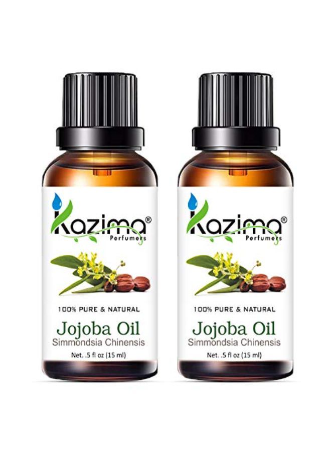 KAZIMA Jojoba Carrier Cold Pressed Oil (Pack Of 2) With Dropper 15Ml Pure Natural - Used For Skin Benefits, Face, Hair Growth, Hair Growth, Beard Growth, Acne, Body Massage, Oily Skin And Hair  - Image 1