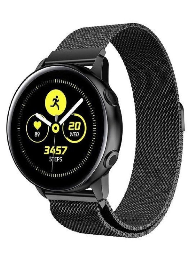 CATANES - Samsung Galaxy Watch Active / Active 2 / Galaxy Watch 4 / Watch 4 Classic Milanese Stainless Steel Band 20mm Replacement Strap Black - Image 1