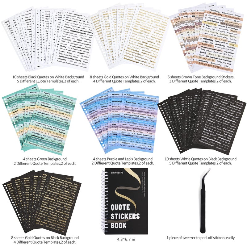 emmoolife 2500+ Pcs Word Stickers for Journaling, 50 Sheets Quote Sticker Gold Foil Art Scrapbook Supplies for Junk Journal, Scrapbooking Supplies for Bullet Journal Craft Small Talk Stickers for DIY Gift Card - Image 2