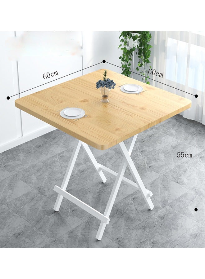 إيه تي إم طاولة طعام مدمجة قابلة للطي مع سطح خشبي وإطار معدني - 60 × 60 × 55 سم - Image 2