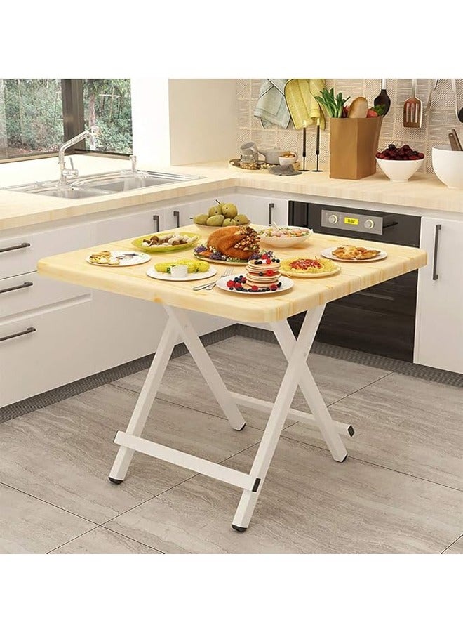 إيه تي إم طاولة طعام مدمجة قابلة للطي مع سطح خشبي وإطار معدني - 60 × 60 × 55 سم - Image 4