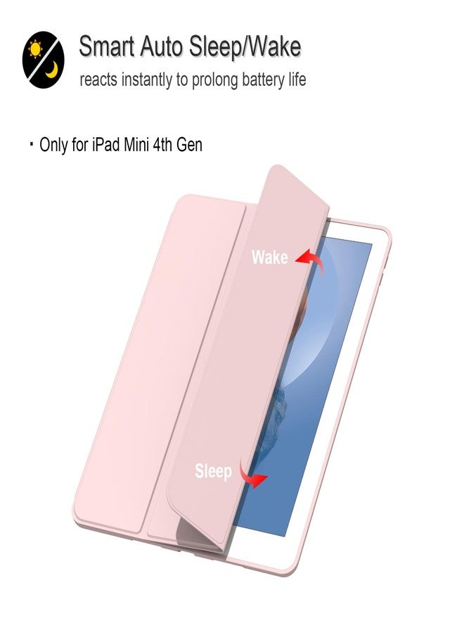 Divufus Case for iPad Mini 4 (2015 Released), Lightweight Slim Auto Sleep/Wake Trifold Stand Smart Cover, Soft TPU Case for iPad Mini 4th Generation 7.9 Inch, Pink - Image 2