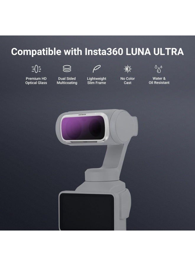 نيوير CPL + ND Filter Set Compatible with Insta360 Luna Ultra Only, Circular Polarizer Neutral Density (ND16 + ND64 + ND256) Action Camera Polarizing Lens Filter Photography Accessories, FL-L04 White - Image 3