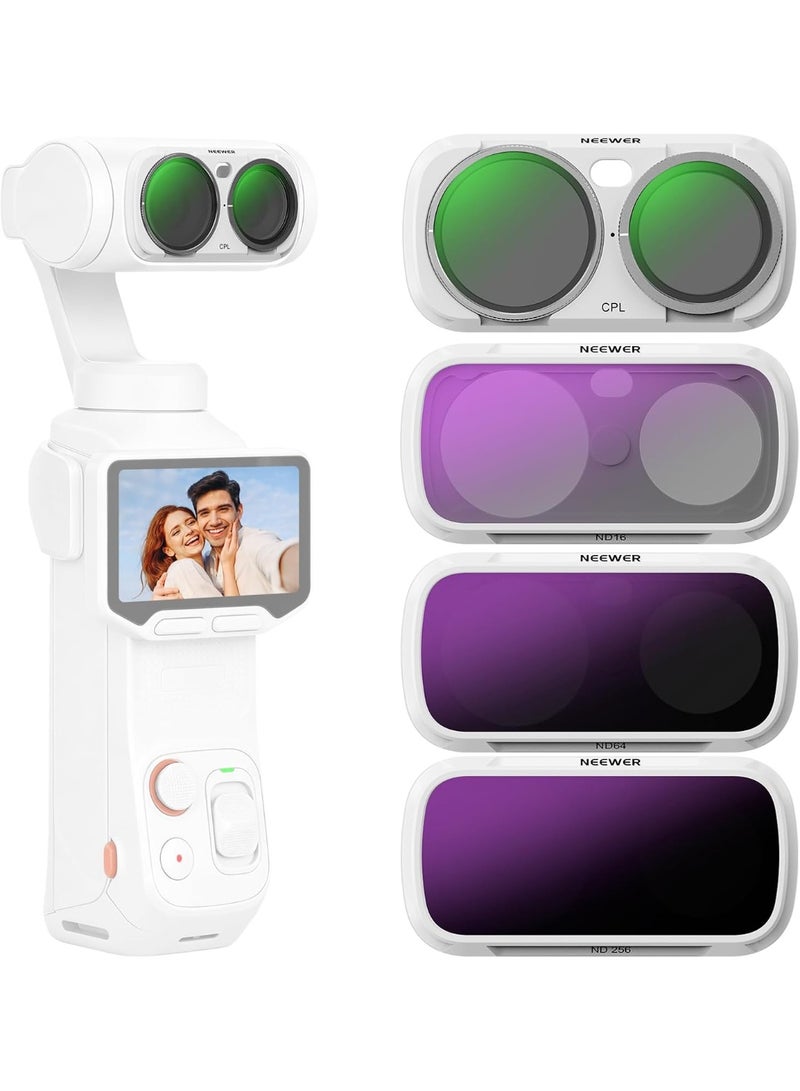 نيوير CPL + ND Filter Set Compatible with Insta360 Luna Ultra Only, Circular Polarizer Neutral Density (ND16 + ND64 + ND256) Action Camera Polarizing Lens Filter Photography Accessories, FL-L04 White - Image 1