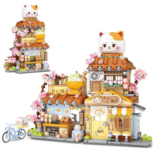 NEWABWN Japanese Street View Taiyaki Shop Mini Building Blocks for Girls 612 MOC Creative Building Toys Cute Panda Building Set Simulation Architecture Construction Toy Gift Idea for Kids Adults 923 PCS - Image 1