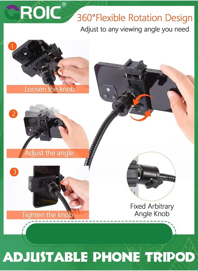 GROIC - Adjustable Phone Tripod, Phone Stand for Recording, Overhead Phone Mount, Tabletop Tripod for Cookie Decorating and Teaching Online Live Streaming and Showing Drawing Sketching Cooking Recording - Image 1