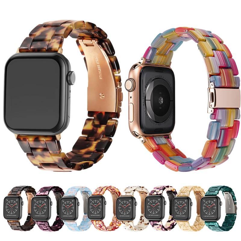 LL Red Resin Bracelet Strap Smartwatch Band Compatible with Apple Watch with Adjustable Fit Replacement Strap for Daily Wear - Image 2