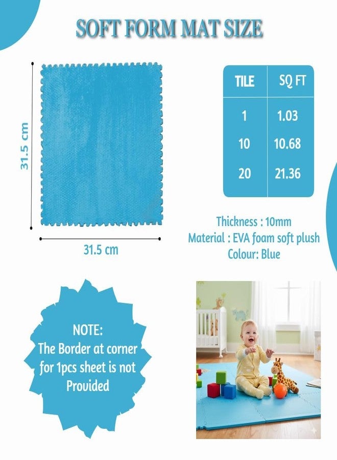 Nasmodo 10mm Kids mats for Floor Soft Plush Foam Babies Puzzle Interlocking Play mats for Crawling Playing Tile mat Carpet Rug for Infants and Toddlers (Blue, 10pcs) - Image 2
