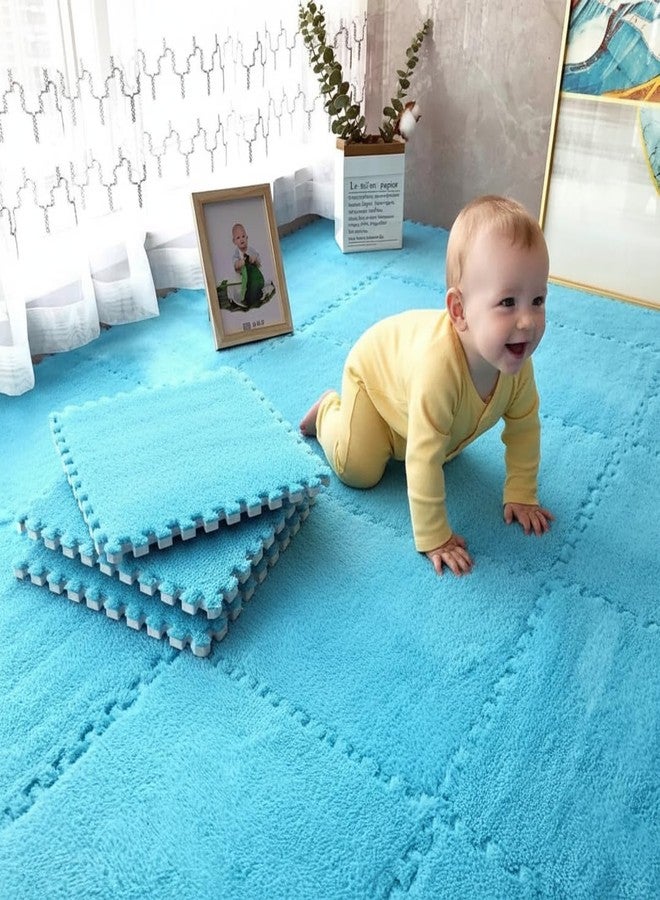 Nasmodo 10mm Kids mats for Floor Soft Plush Foam Babies Puzzle Interlocking Play mats for Crawling Playing Tile mat Carpet Rug for Infants and Toddlers (Blue, 10pcs) - Image 1