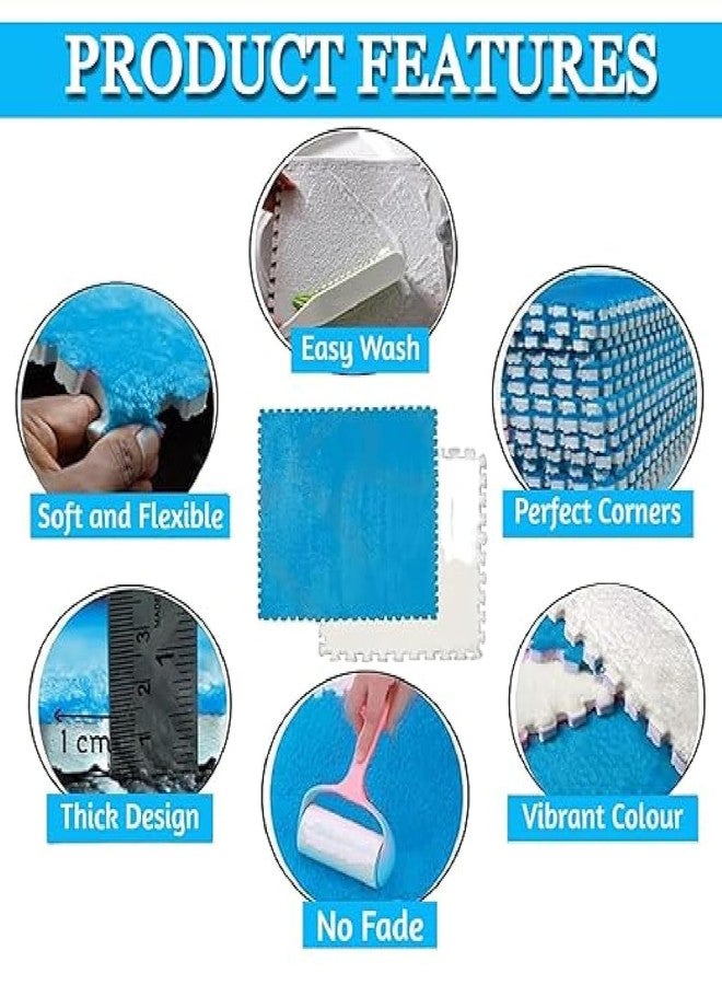 Nasmodo 10mm Kids mats for Floor Soft Plush Foam Babies Puzzle Interlocking Play mats for Crawling Playing Tile mat Carpet Rug for Infants and Toddlers (Blue, 10pcs) - Image 3