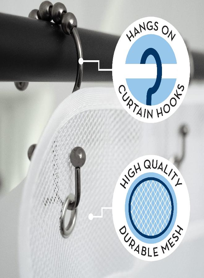 S&T INC. Shower Organizer with Quick Drying Mesh, Bathroom Caddy Organizer with 7 Pockets to Hold Toiletries, Shampoos, Soaps, and Loofahs, 14 Inch by 30 Inch, White, 1 Pack - Image 2