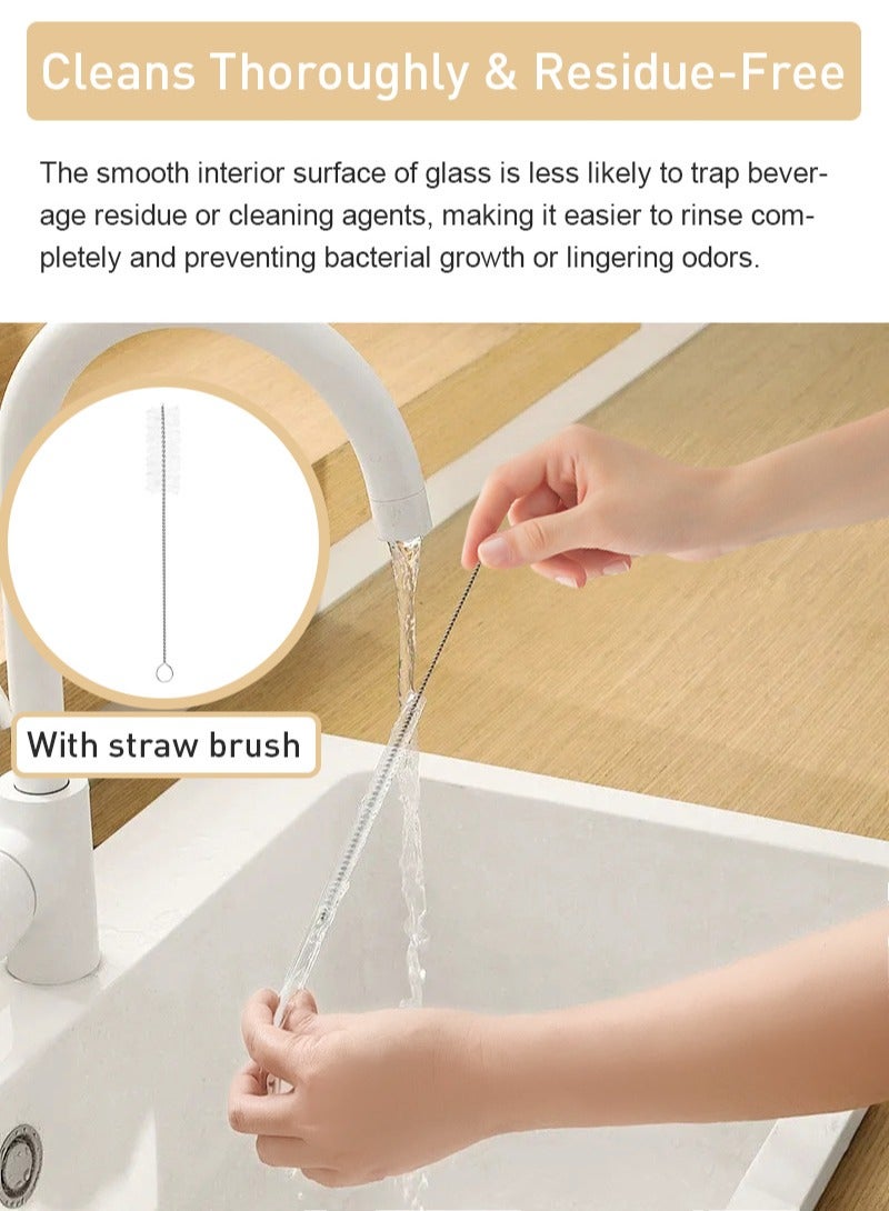 Breakproof Glass Straws - Durable Reusable Glass Straws 8 Pack with 1 Cleaning Brush for Drinks, Herbs, Smoothies, Aromatherapy（Transparent Color） - Image 4