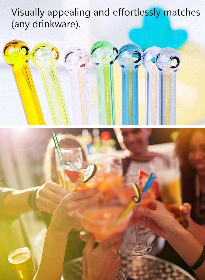 Breakproof Glass Straws - Durable Reusable Glass Straws 8 Pack with 1 Cleaning Brush for Drinks, Herbs, Smoothies, Aromatherapy（Transparent Color） - Image 5