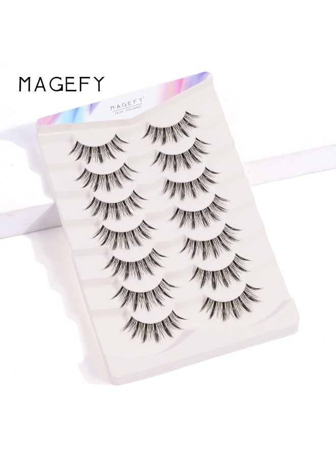 Lashes False Eyelashes Cat Eyes Wispy Natural Faux Mink Lashes 7 Pairs Pack Light Volume Short Fake Eye Lashes 3D Artificial Lashes Fluffy and Soft Lash Set - view 3