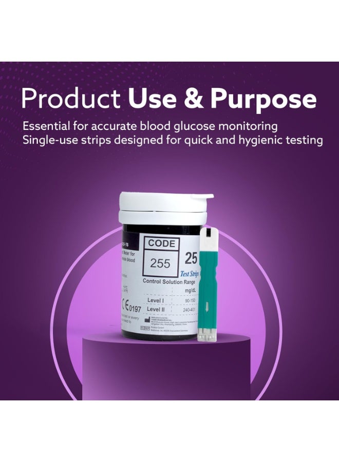 AGARO Blood Glucose Test Strips, 50pcs, Instant Blood Sugar Test at Home, Glucometer Machine, Blood Glucose Monitoring Device, Fast Blood Sugar Testing, Simple & Accurate, GLS-76. - Image 3