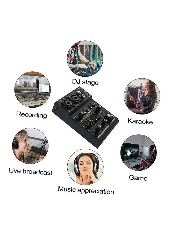 ammoon - AGM02 Mini 2-Channel Sound Card Mixing Console Digital Audio Mixer 2-band EQ Built-in 48V Phantom Power 5V USB Powered for Home Studio Recording DJ Network Live Broadcast Karaoke - Image 1