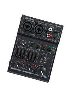 AGM02 Mini 2-Channel Sound Card Mixing Console Digital Audio Mixer 2-band EQ Built-in 48V Phantom Power 5V USB Powered for Home Studio Recording DJ Network Live Broadcast Karaoke