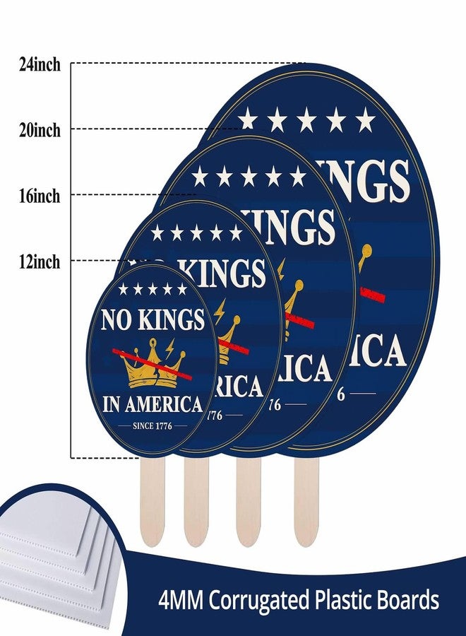 EZISHIPS No Kings In America Sign with Stick – 12" Single-Sided Round Handheld Outdoor Sign for Events, Blue - Image 2