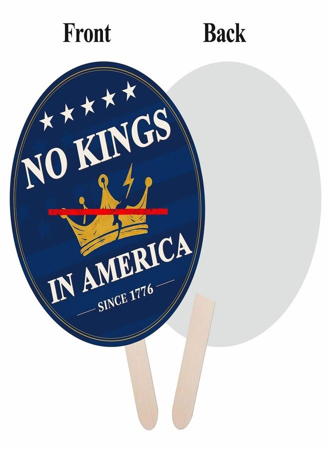 EZISHIPS No Kings In America Sign with Stick – 12" Single-Sided Round Handheld Outdoor Sign for Events, Blue - Image 3