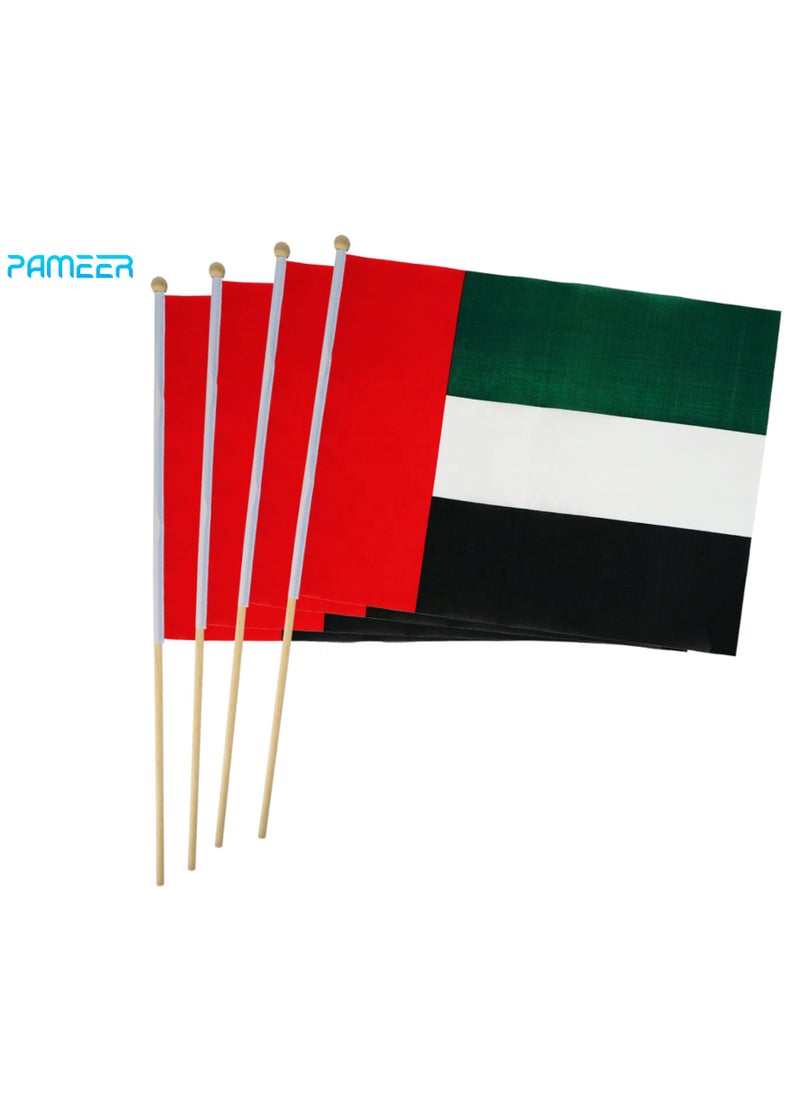 PAMEER - 12 Pcs 12inch x 9inch UAE National Day Celebration Flags Hand Held Flags Emirati National Days Flags Wood Hand Grip UAE Flags for Cars Home Office Desk National Day Martyrs Day Flag Day Celebrations - Image 1