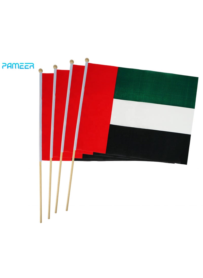 PAMEER - 12 Pcs 12inch x 9inch UAE National Day Celebration Flags Hand Held Flags Emirati National Days Flags Wood Hand Grip UAE Flags for Cars Home Office Desk National Day Martyrs Day Flag Day Celebrations - Image 1