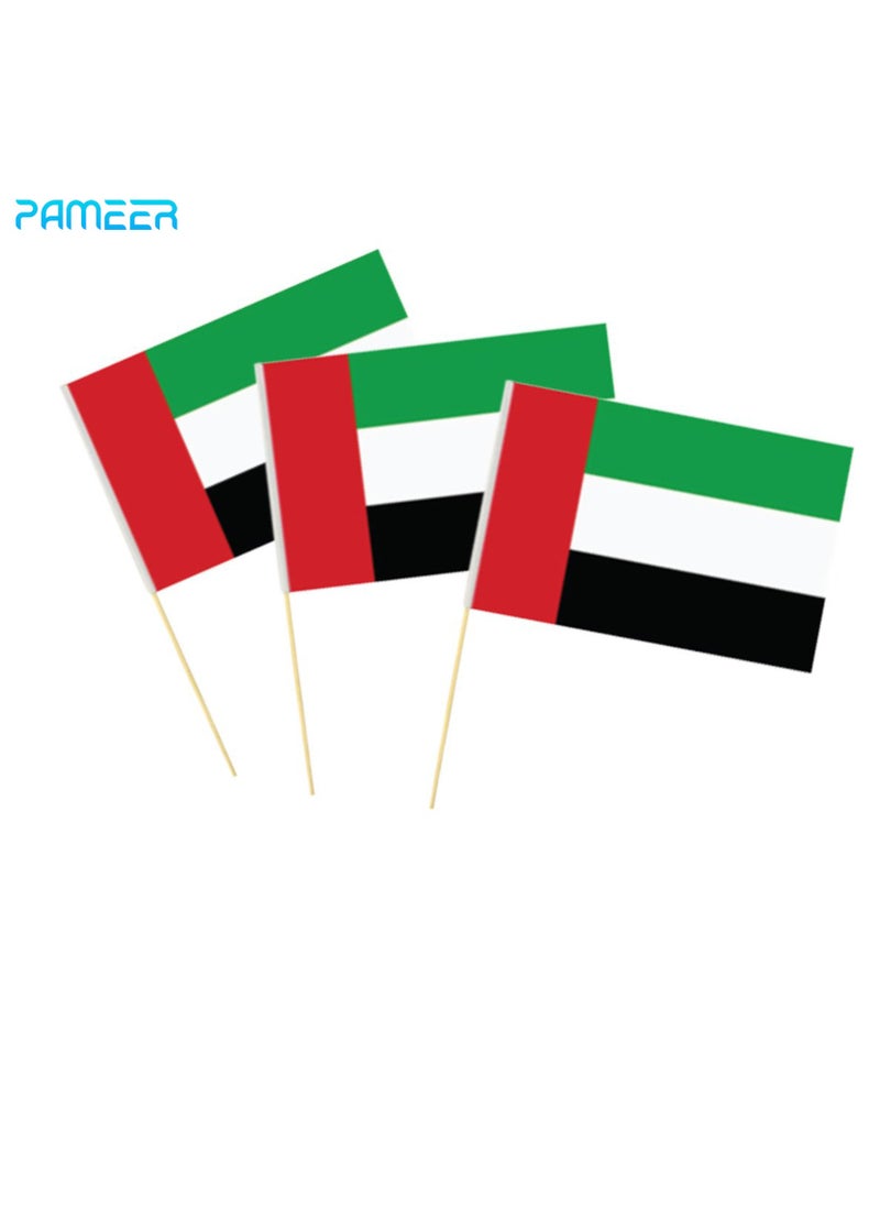 PAMEER - 12 Pcs 12inch x 9inch UAE National Day Celebration Flags Hand Held Flags Emirati National Days Flags Wood Hand Grip UAE Flags for Cars Home Office Desk National Day Martyrs Day Flag Day Celebrations - Image 1