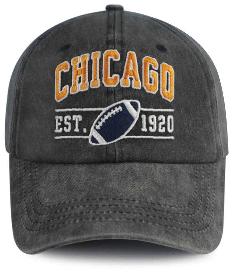 Terojnkl Embroidered City Football Hat for Men Women, Adjustable Unisex Cotton Fans Baseball Cap - Image 1