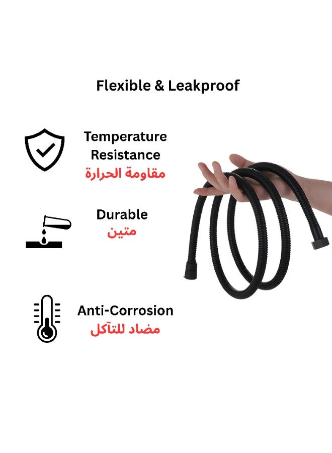 ITG Shower Hose 1.5m Matte Black, Flexible Handheld Shower Pipe with Brass Insert & Nut, Anti-Leak, Universal Fit for All Shower Heads, Bathroom Replacement Hose - Image 2