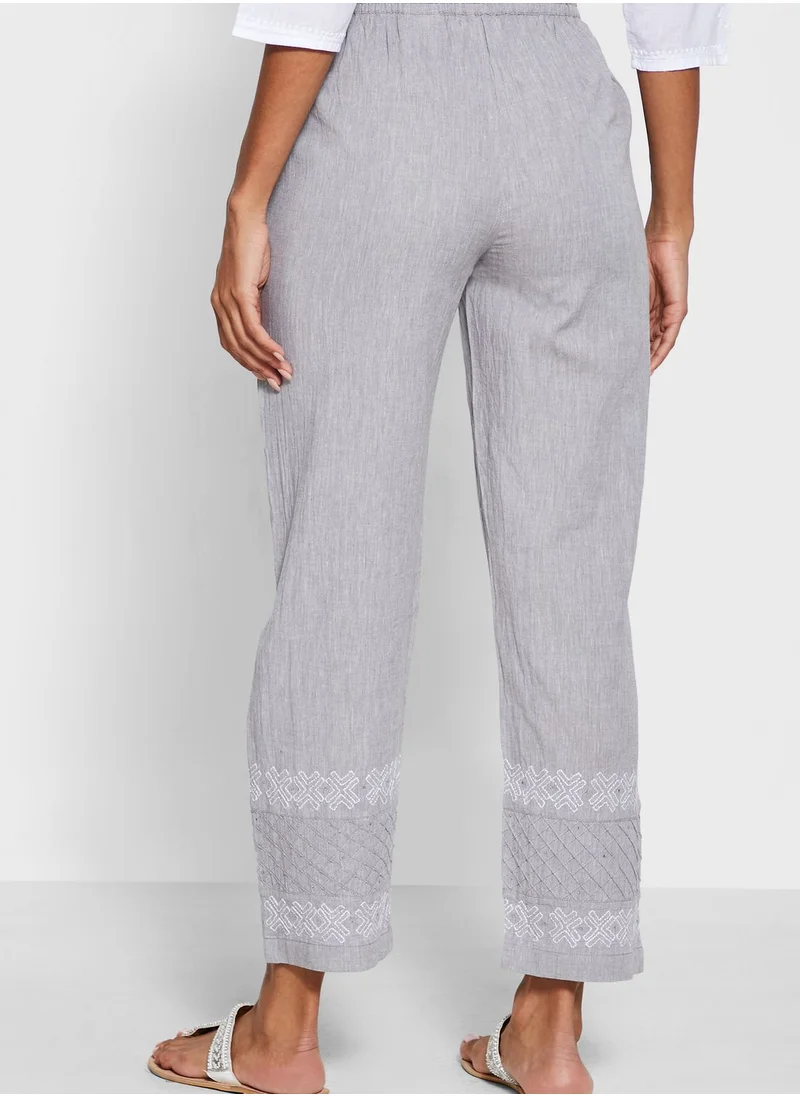 Fabindia Embroidered Wide Leg Pants