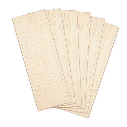 CRAFTIFF Balsa Wood Sheets Unfinished Thin Wood Pieces for Crafts 1/16 Thick 12"x4" - Pack of 6 (12"x4", Pack of 6) - Image 1