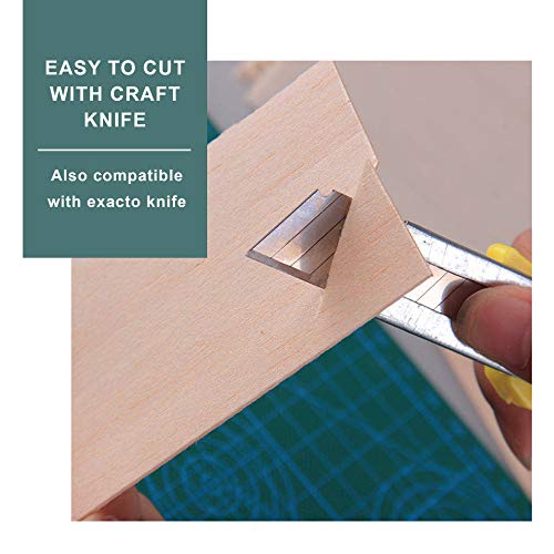CRAFTIFF Balsa Wood Sheets Unfinished Thin Wood Pieces for Crafts 1/16 Thick 12"x4" - Pack of 6 (12"x4", Pack of 6) - Image 4