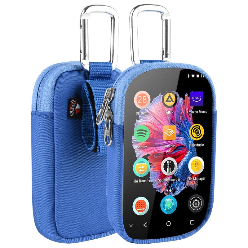 TXEsign MP3 & MP4 Player Carry Case Bag with Clear Window Travel Carrying Case for 4" Touch Screen MP3 MP4 Music Player Storage Bag with Inner Pocket for Earphones, USB Cable, Memory Card (Blue) - Image 1